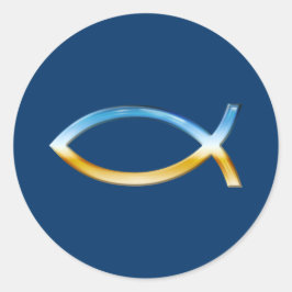 Ichthus - Christelijk visSymbool Sky & Ground Ronde Sticker