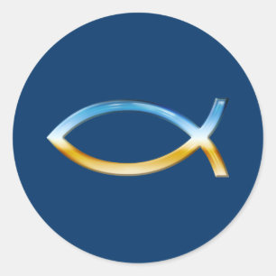 Ichthus - Christelijk visSymbool Sky & Ground Ronde Sticker