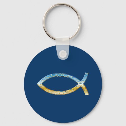 Ichthus - Christelijk visSymbool Sky & Ground Sleutelhanger (Voorkant)