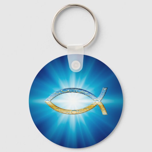 Ichthus - Christelijk visSymbool Sky & Ground Sleutelhanger (Voorkant)