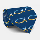 Ichthus - Christelijk visSymbool Sky & Ground Stropdas (Opgerold)