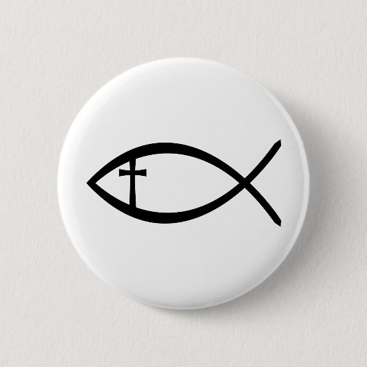 Ichthus Christelijke vis Ronde Button 5,7 Cm (Voorkant)