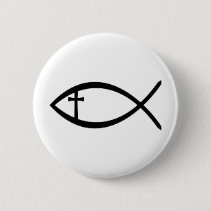 Ichthus Christelijke vis Ronde Button 5,7 Cm