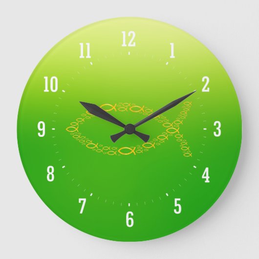 Ichthus - Christelijke vissymboolwandklok Grote Klok (Voorkant)