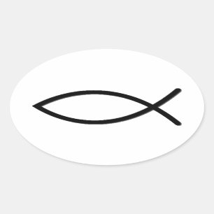 Ichthus Fish Symbol Ovale Sticker