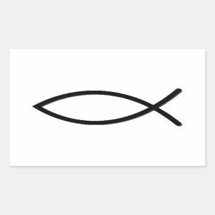 Ichthus Fish Symbol Rechthoekige Sticker