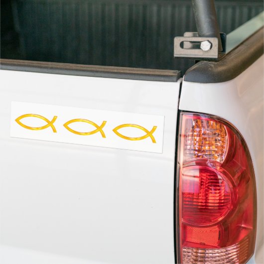 Ichthus | Golden Christelijk vissymbool Bumpersticker (Op Truck)