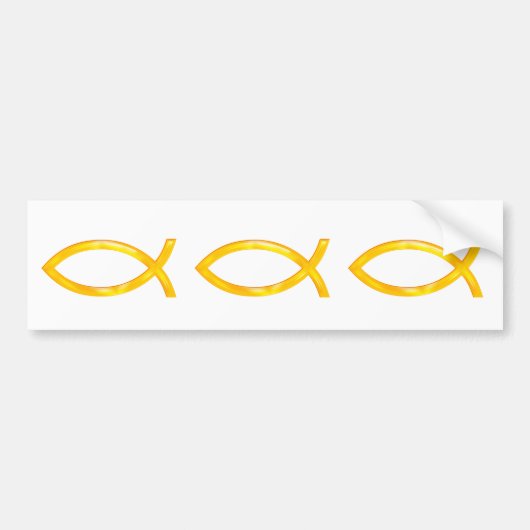 Ichthus | Golden Christelijk vissymbool Bumpersticker (Voorkant)