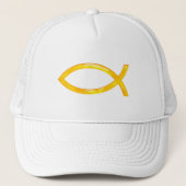 Ichthus | Golden Christelijk vissymbool Trucker Pet (Voorkant)