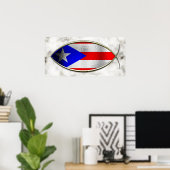 Ichthus - Puerto Ricaanse vlag Poster (Thuiskantoor)