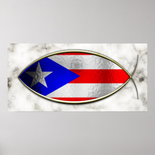 Ichthus - Puerto Ricaanse vlag Poster