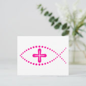 Ichthus roze Christelijke vis Briefkaart (Staand voorkant)