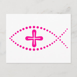 Ichthus roze Christelijke vis Briefkaart