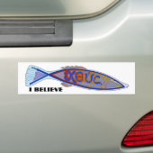 ICHTHUS vis: IK GELOOF Bumpersticker (Op auto)