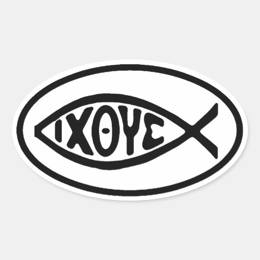Ichthus Vis Symbool Ovale Bumperstickers Ovale Sticker (Voorkant)