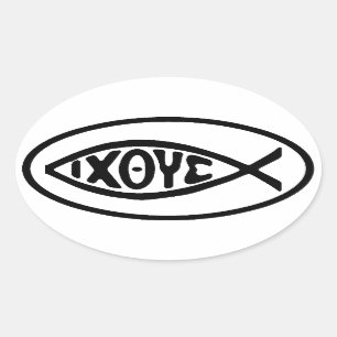 Ichthus Vis Symbool Ovale Bumperstickers Ovale Sticker
