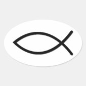Ichthus vissymbool ovale sticker (Voorkant)