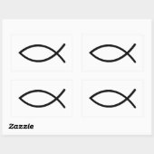Ichthus vissymbool rechthoekige sticker (Vel)