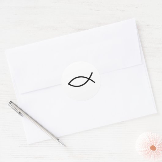 Ichthus vissymbool ronde sticker (Envelop)
