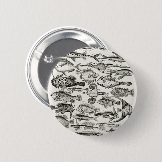 Ichthyologiechthyology, fish, oceanica, ichtyoloog ronde button 5,7 cm (Voorkant /achterkant)