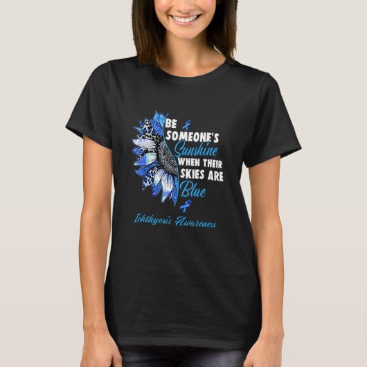 Ichthyosis Awareness Blue Ribbon Sunflower T-shirt (Voorkant)