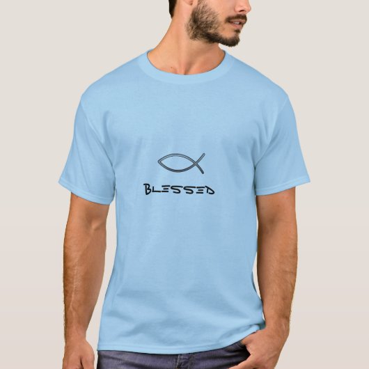 Ichthys/ Blessed Quote Mannen T-shirt (Voorkant)