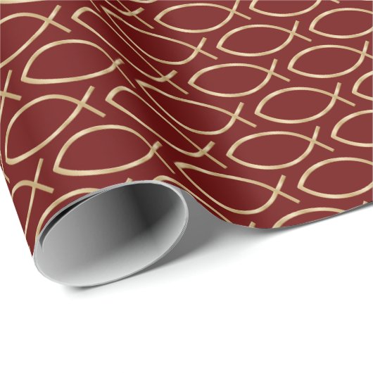 Ichthys Christelijk Symbool Patroon Cadeaupapier (Rol Hoek)