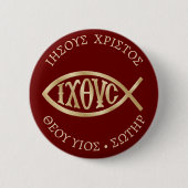 Ichthys Christelijk Symbool Ronde Button 5,7 Cm (Voorkant)