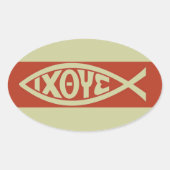 Ichthys (Christelijk vissymbool) Ovale Sticker (Voorkant)