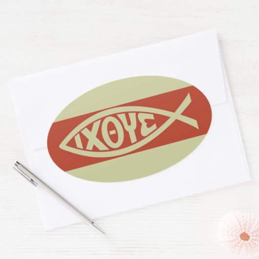 Ichthys (Christelijk vissymbool) Ovale Sticker (Envelop)