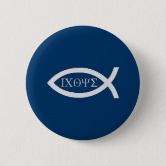 Ichthys - Christelijk vissymbool Ronde Button 5,7 Cm