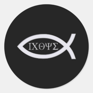 Ichthys   Christelijk vissymbool Ronde Sticker