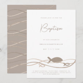 Ichthys Golven Beige Taupe - Moderne Doop Kaart