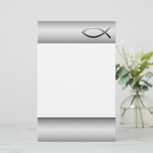 Ichthys Jesus Fish Christelijk Symbool Briefpapier (Staand voorkant)