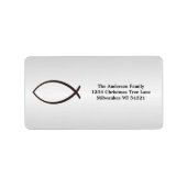 Ichthys Jesus Fish Christelijk Symbool Etiket (Voorkant)
