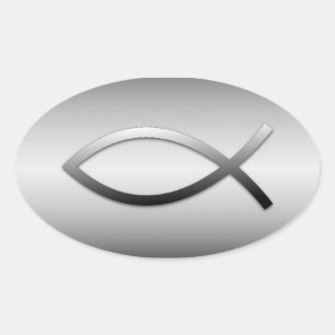 Ichthys Jesus Fish Christelijk Symbool Ovale Sticker
