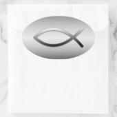 Ichthys Jesus Fish Christelijk Symbool Ovale Sticker (Tas)