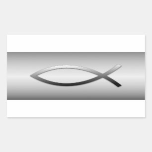 Ichthys Jesus Fish Christelijk Symbool Rechthoekige Sticker