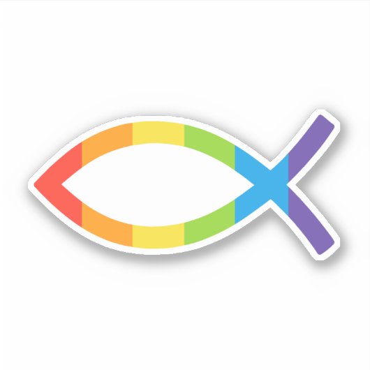 Ichthys Jesus Fish LGBTQ Gay Christelijk Sticker (Voorkant)