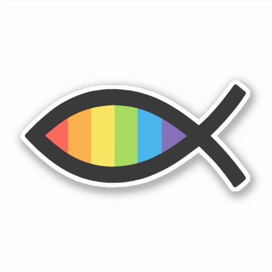 Ichthys Jesus Fish LGBTQ Gay Christelijk Sticker (Voorkant)