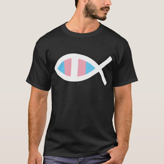 Ichthys Jesus Fish LGBTQ Transgender Christelijk T-shirt (Voorkant)