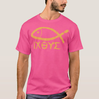 Ichthys Jezus Christus Zoon van God Redder Oude vi T-shirt
