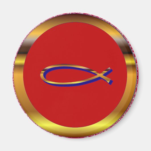 Ichthys rood-gouden magneet (Voorkant)