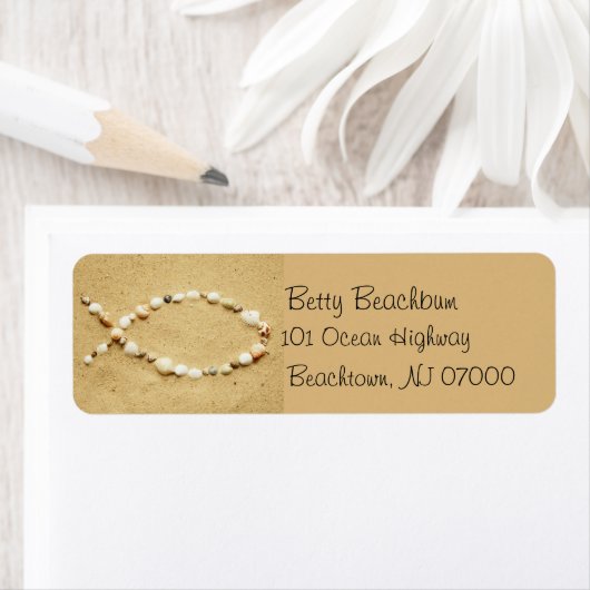 Ichthys Seashell Adresetiketten Etiket (Insitu)