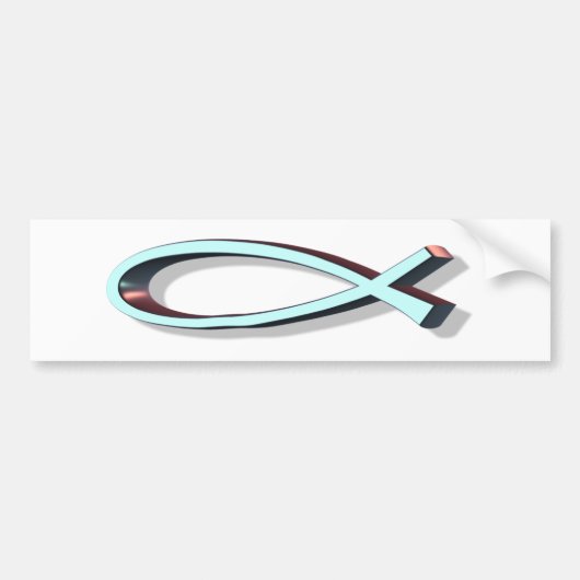ICHTUS 3D Turquoise Bumpersticker (Voorkant)