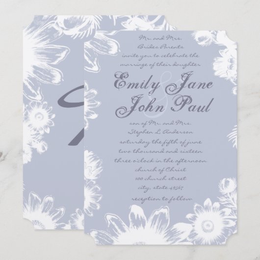 Icicle Lavender  Floral Wedding Invitation Kaart (Voorkant / Achterkant)