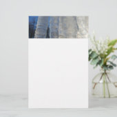 Icicles Abstracte Blauwe Winterfotografie Briefpapier (Staand voorkant)