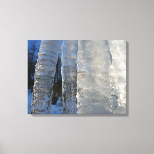 Icicles Abstracte Blauwe Winterfotografie Canvas Afdruk (Voorkant)