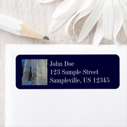 Icicles Abstracte Blauwe Winterfotografie Etiket (Insitu)