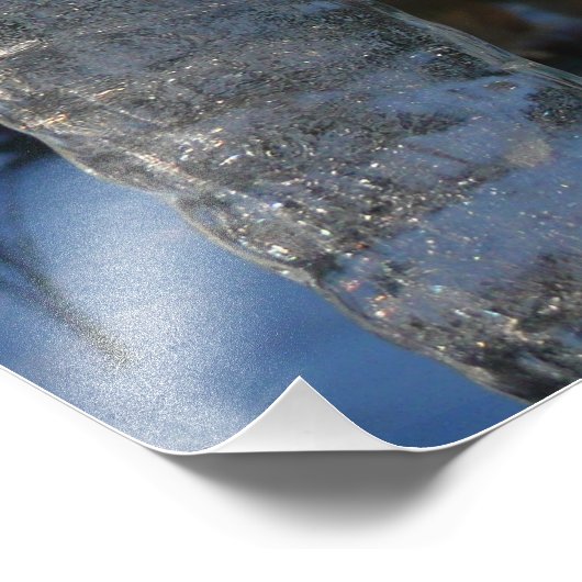 Icicles Abstracte Blauwe Winterfotografie Foto Afdruk (Hoek)